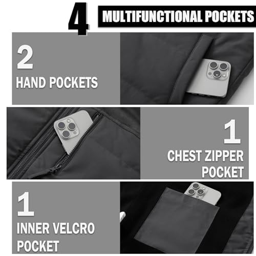 Image of Msmsse Men's Outerwear Vests Winter Quilted Padded Vest Gilet Stand Collar Warm Puffer Vest