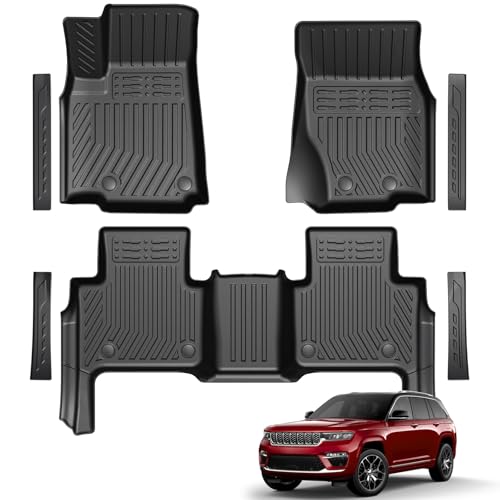 LUMWAY Floor Mats for 2022-2025 2026 Jeep Grand Cherokee (Include 4xe Not for L or WK) TPE All Weather Durable Floor Liners Door Sill Guards for Jeep Grand Cherokee