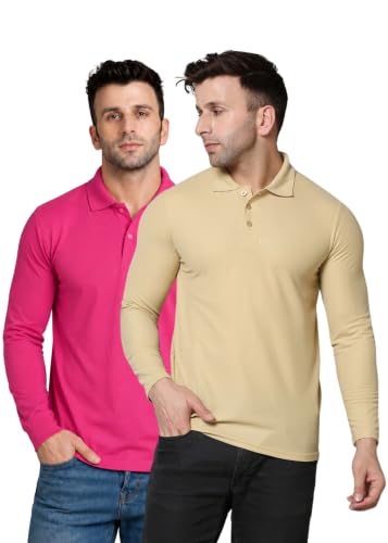 Image of INKKR Full Sleeve Men's Solid Polo Neck T-Shirt Combo