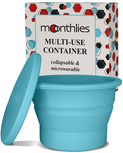 MOONTHLIES Reusable Menstrual Disc | Period Disc with Removal Loop Stem | Alternative to Menstrual Cups for Light or Heavy Flows | Sustainable Alternative to Tampons/Pads (1 Large, Blue)