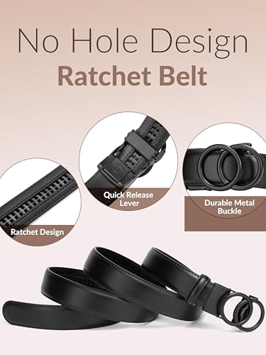 MILORDE Womens Ratchet Leather Dress Belt - Customizable Fit,Fashion & Classic Designs for Dress and Casual 1 1/5"3