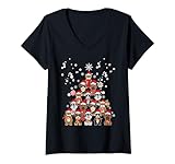 Photo Gallery funny christmas many dog cartoons for men women and children maglietta con collo a v Photo Gallery funny christmas many dog cartoons for men women and children maglietta con collo a v