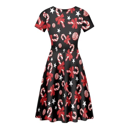 Image of AFPANQZ Womens Casual Summer Lightweight Vintage Dress Short Sleeve Midi Dress Knee-Long Luxury Formal Dress