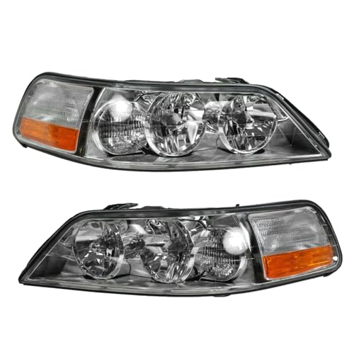 Image of TRQ Driver and Passenger Side Headlight Assembly Set Compatible with 05-11 Lincoln Town Car Halogen Only