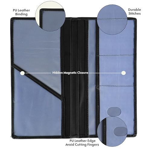 Image of Storite Pu Leather Unique Car Registration and Insurance Card Holder, Vehicle License Document Glove Box Compartment Organizer, Interior Car Accessories for Women & Men (Black)
