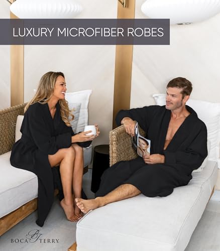 Image of Men's Luxury Hotel Robe by Boca Terry, Microfiber Spa & Resort Bath Robe | Soft, warm hotel-style bathrobe, full length