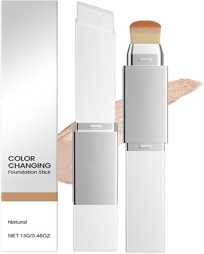 IKOPFLN 1 Pieza de Base de Maquillaje en Barra que Cambia de Color, 2 en 1 con Pincel, Resistente al Agua y al Sudor para un Maquillaje Natural (Color Natural)