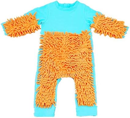 Amazon Co Jp Safeinu ベビーモップロンパースの服 子供汚れた服 子供用モップ綿の服 幼児床クリーニングの服 床のクリーニングモップスーツ Blue 80cm 服 ファッション小物