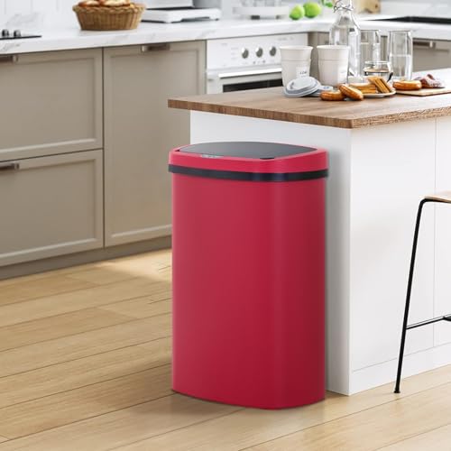 Bote de basura Dkelincs 13 gal Oval con sensor rojo miniatura 5