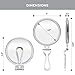 ForPro Professional Collection Expert 30X Magnifying Handheld Mirror, Double-Sided Hand Mirror with Folding Adjustable Handle for Makeup, Travel, Clear