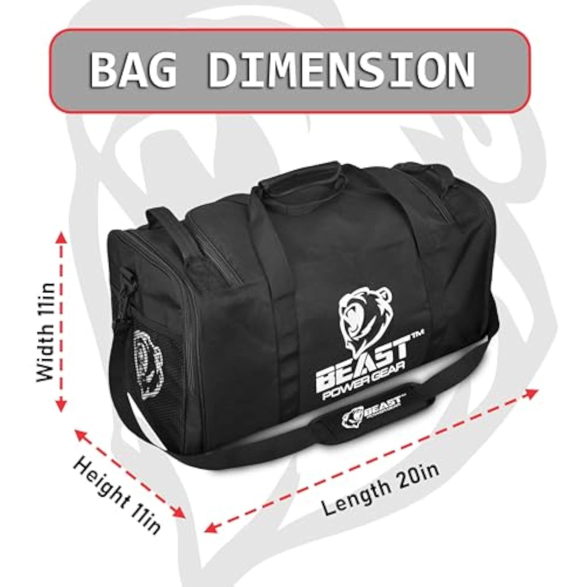 Gym Duffle Bag with Shoe Compartment, Black