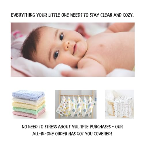 Image of Muslin Baby Washcloths Burp Cloths Swaddle Blanket Gift Set 12 Pack Newborn Essentials Must Haves for Baby Face Body Comfy and Soft for Newborn Infants Kids Girls and Boys