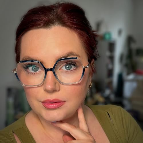 Image of Zeelool Oversized Blue Light Glasses for Woman Chic Blue Square Eyeglasses Lightweight Computer Eyewear Glasses Anti Eyestrain Alexia JGX883711-03B