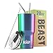 BEAST Termo Café para Llevar - 550ml I Arco iris I Taza Térmica de Acero Inoxidable Reusable I Taza Viajera de Doble Pared al Vacío I 2 Pajitas y Cepillo de Limpieza I para Café Frío o Caliente