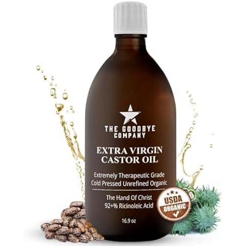 The Goodbye Company Organic Castor Oil 100% Pure Extra Virgin Castor Oil Cold Pressed Unrefined, Hexane-Free - For Healthy Natural Skin, Hair Growth and Eyelashes (500ml) Cover