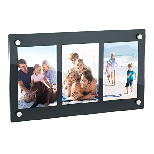 NIUBEE 3 Opening 4x6 Collage Picture Frame, Acrylic Wall Hanging and Desktop Photo