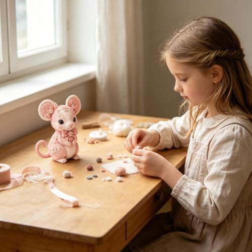 Kit de costura para animales ratón artesanal como regalo de cumpleaños y manualidades 2