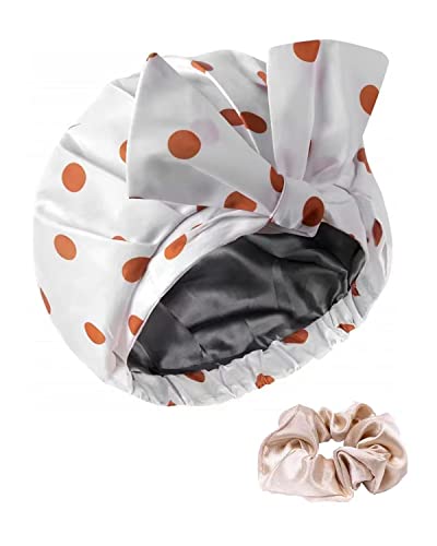 Beulyniza Shower Cap - Shower Caps for Women Reusable Waterproof, Upgrade Luxury Satin Lined Shower Caps, Elastic Washable Hair Cap for Shower, Large Shower Cap for Long Hair & Braids, Spa Home Use