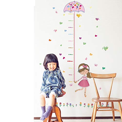 Image of Kids Height Chart Wall Sticker | Adorable Girls Growth Chart for Nursery Bedroom Playroom Classroom | Height Measuring Scale | Easy Peel & Stick | Full Set: 70x50 cm Total Coverage: 145x75 cm