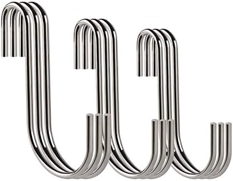 ilauke 24 Pack Heavy Duty S Hooks Silver S Shaped Hooks Hanging Hangers Hooks for Kitchen Bedroom and Office