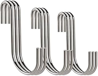 ilauke 24 Pack Heavy Duty S Hooks Silver S Shaped Hooks Hanging Hangers Hooks for Kitchen Bedroom and Office