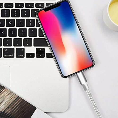 Cugunu Iphone Charger, 5 Pack 3/3/6/6/10Ft Apple Mfi Certified Usb Lightning Cable Nylon Braided Fast Charging Cord Compatible For Iphone 14/13/12/11/X/Max/8/7/6/5/Se/Plus/Ipad - Silver #TOP5