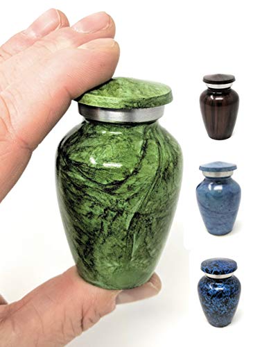 Lacerta Green Small Aluminum Keepsake Cremation Urn | Choose From 4 Unique Colors