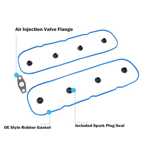 Image of VS50504R-1 Valve Cover Gasket Set, Engine Valve Gaskets Kit, Automotive Replacement Valve Cover Kit for 4.8L 5.3L 6.0L 6.2L Chevy Silverado, Suburban, GMC Sierra, Cadillac Escalade