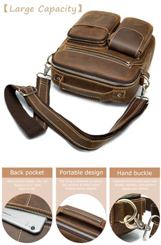 Genuine Leather Sling Bag with Adjustable Strap Vintage Anti-Theft Crossbody Messenger Bag for Men3