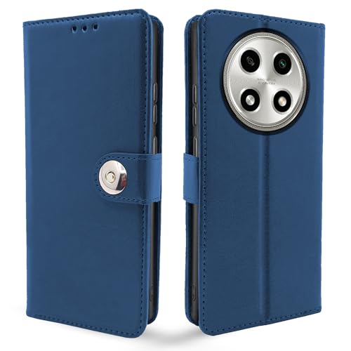 Image of Pikkme Oppo A2 Pro 5G Flip Cover Leather Finish | Inside TPU with Card Pockets | Wallet Stand and Shock Proof | Complete Protection Button Flip Case (Blue)