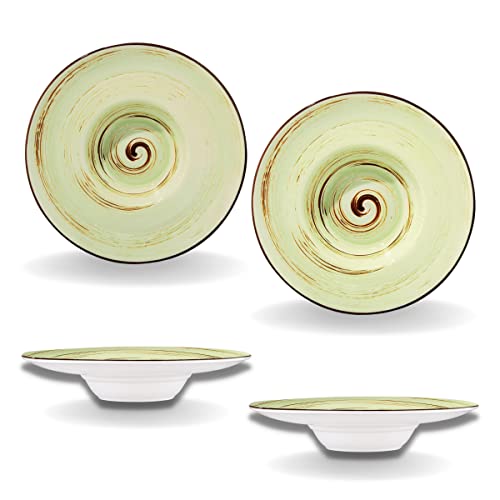 Wilmax | SPIRAL tiefe Teller - 2 Stück | Elegant | Modern | Langlebig | Sicher | Glasiertes Porzellan | Kratzfest | Spülmaschinengeeignet | Für Suppen | Für Salate | Geschenkidee | Durchmesser: 24 cm
