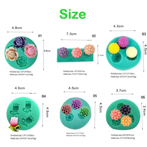 Molde de silicona mini flores para chocolate repostería y azúcar 6