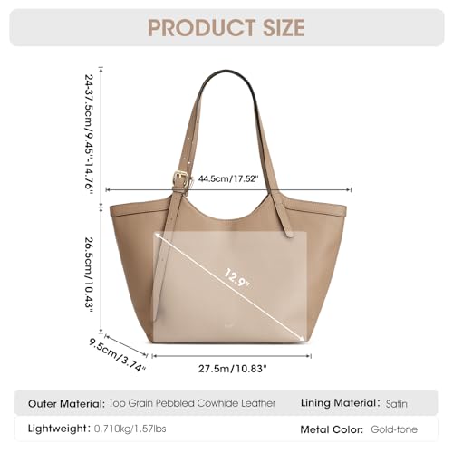 Kattee Genuine Leather Purses and Handbags for Women Trendy, Top Grain Leather Hobo Tote Shoulder Bag with Adjustable Strap3