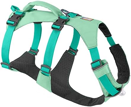 RUFFWEAR Flagline Dog Harness, Medium Reflective Y Shaped Dog Harness with Handle, Lightweight Adjustable Padded Dog Walking & Dog Running Harness, 3 Lead Attachments, Size M, Alpenglow Pink