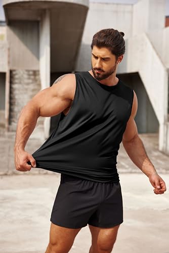 COOFANDY Mens 2 Pack Workout Tank Top UPF 50+ Quick Dry Sleeveless Swim Shirt Gym Muscle Athletic Summer Beach T Shirts2