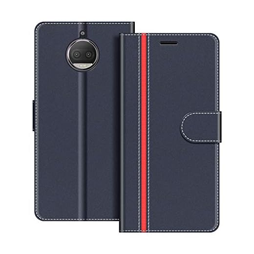 COODIO fodral till Motorola Moto G5S Plus, magnetiskt flip-fodral telefonfodral kompatibel med Motorola Moto G5S Plus mobilfodral, Mörkblå/Röd