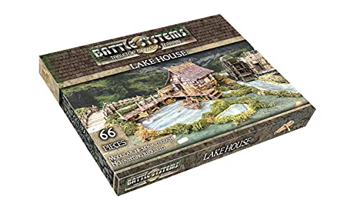 28mm buildings - Battle Systems BSTFWE004 Fantasy Terrain Lake House - 28mm Fantasy Multi Level Buildings Modular 3D Scenery