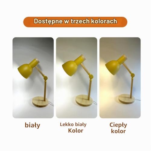 himmel Lampa stołowa, regulowana drewniana lampa stołowa, lampka biurkowa dla dzieci, do sypialni, salonu, gwint E27, do czytania obok lampy (czarna)