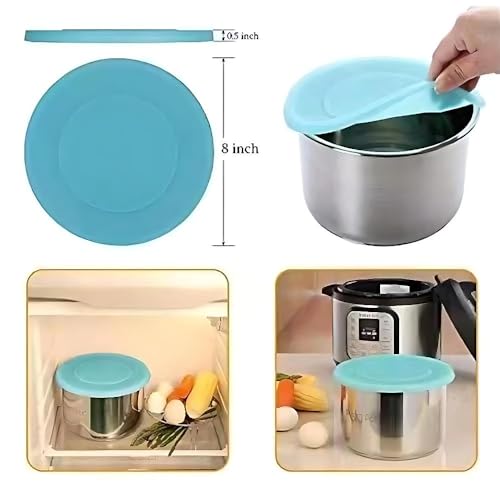 2pcs Silicone Lid Inner Pot Cover Accessories Compatible with Ninja Foodi Pressure Cooker and Air Fryer 6.5 Quart and 8 Quart, Blue, Aqua