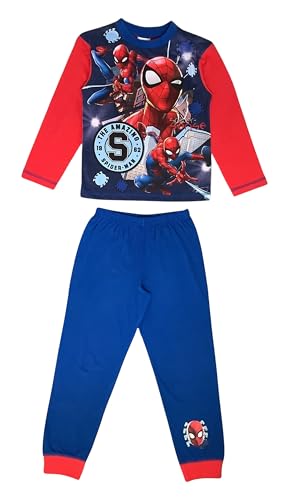 Image of Marvel Spider-Man Boys The Amazing Spider-Man Pyjamas Character Nightwear, Blue/Red, Age 7-8 Years