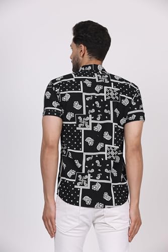 Image of CVC Fashion Men's Printed Button-Down Shirt - Aesthetic Regular Fit Half Sleeve Casual Shirt for Men, Ideal for Summer & Beach Wear