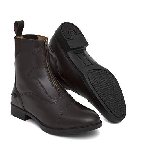 Image of Harrow Zip Jodhpur Riding Boots Women's Men's Girls Boys | Leather Yard Boots Equestrian Brown | UK Size 6