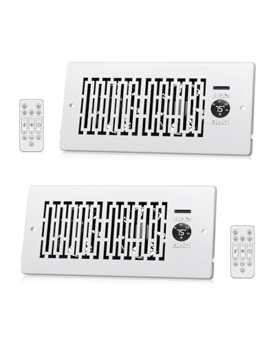 MOTCTQVD 2-Pack Smart Register Booster Fan Fits 4 x 10 Register Holes, 10-Speed Quiet Vent Fan Booster, Smart Thermostat Control for Improves Heating and Cooling with Remote for Floor or Wall Vents