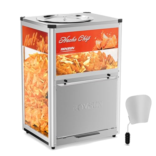 ROVSUN Nacho Chip Warmer with Glass Door and Scoop
