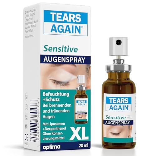 TEARS AGAIN Sensitive XL 20 ml Augenspray bei trockenen Augen - Kontaktlinsen geeignet Hilft bei brennenden und tränenden Augen Ohne Konservierungsmittel