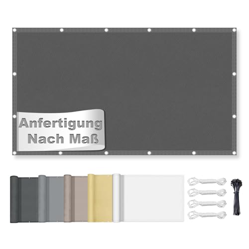 Sonnensegel Wasserdicht Rechteck, Premium Polyester, Viele Längen und Breiten Zur Auswahl mit Ösen und Seil, Sonnenschutz 95% UV Schutz Windschutz Reißfest Wetterfest, 1x2M Dunkelgrau