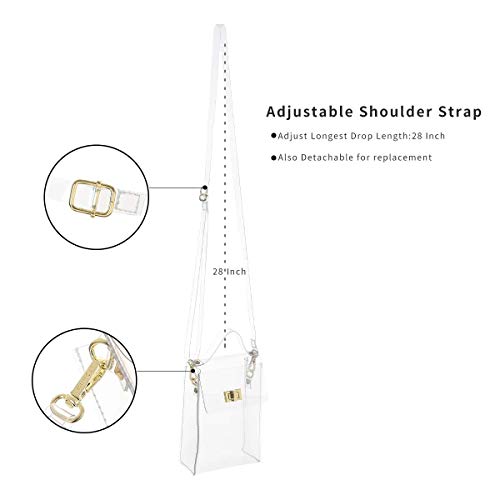 INICAT Small Clear Purse for Women Stadium Approved Crossbody Bag Cute Transparent Handbag for Stadium Events Concerts 6