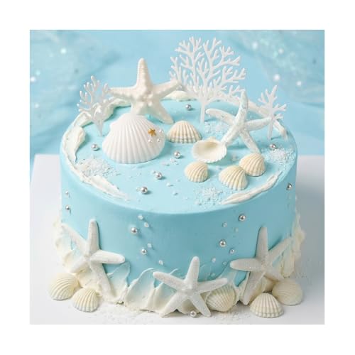 YZROHYI 20 peças conchas de mar decoração de bolos, ornamentos bolo aniversário, decorar bolos estrela do mar, Cake Topper, decoração Cupcakes Baby Shower, decoração de bolos de aniversário para casamento