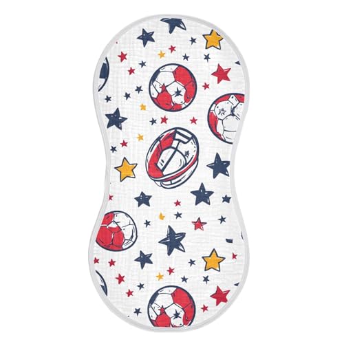 2 Pack Baby Burp Cloths, Soft Absorbent Burping Cloths for Babies, Cotton Milk Spit Up Rags, Large Size for Newborns, Baby Boys and Girls (Cartoon Soccer)