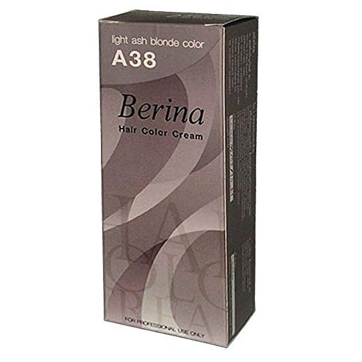 Berina Permanent Hair Dye Color Cream # A38 Light Ash Blonde Color Made in Thailand By Sellgreat1449.